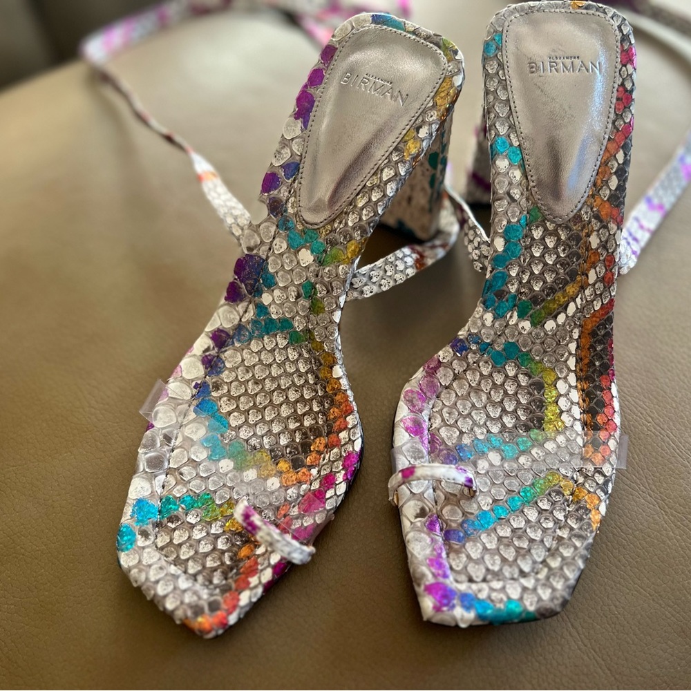 Alexandre Birman Python Metallic Multi Color Ankl… - image 2